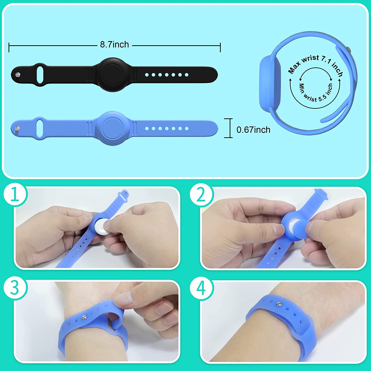 Amazon.com: Waterproof Air Tag Bracelet for Kids (2Pack)，Soft Silicone  Hidden Air Tag Wristband Compatible with Apple AirTag GPS Tracker for Child  and (4 Pack) Waterproof Cover : Electronics